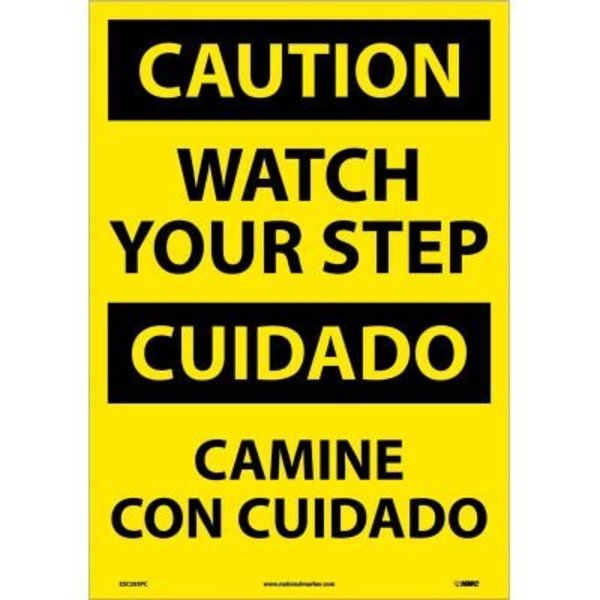 National Marker Co Bilingual Vinyl Sign - Caution Watch Your Step ESC203PC